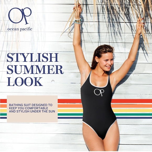 Ocean Pacific' Swimwear Scoop Neck Classic One Piece large/321-bb2 - Picture 2 of 7